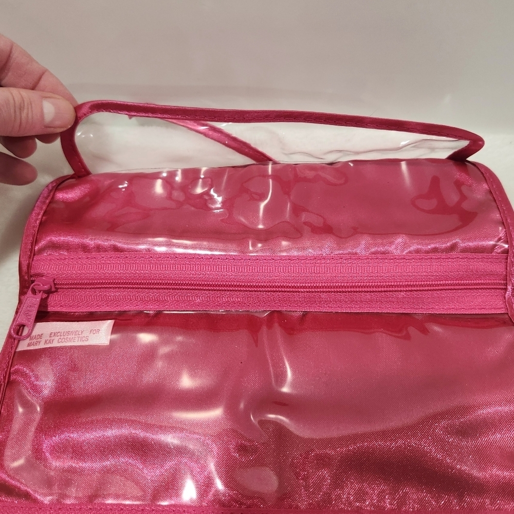 Mary Kay Vintage 90's Pink Satin Floral Cosmetic Jewelry Trifold Bag Pouch - Picture 4 of 9